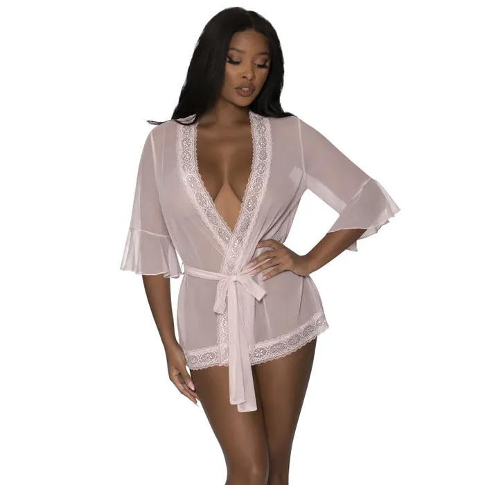Exposed Vibrators Robe with Lace Trim Blush