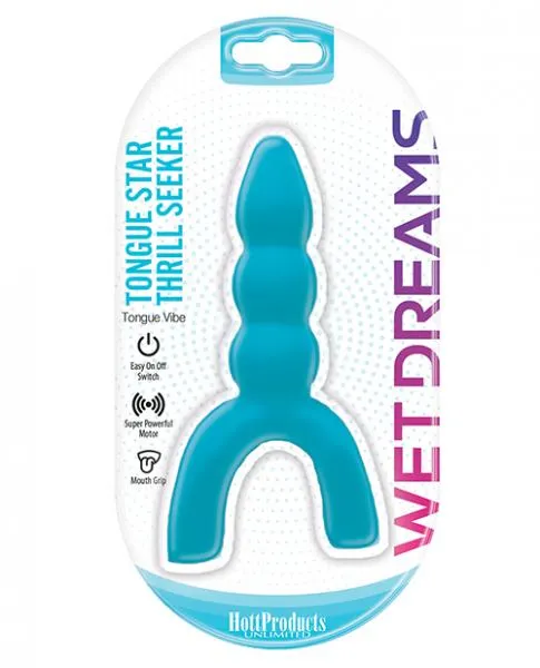 Vibrators Hott Products Tongue Star Thrill Seeker Tongue Vibe Pleasure Ribs Mouth Grip Blue
