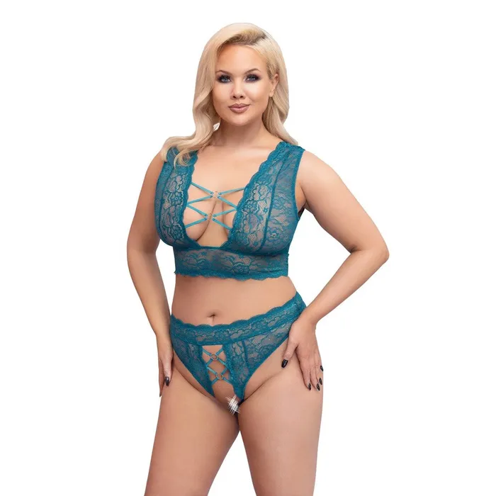 Cottelli Collection Anal Cottelli Curves Bralette Crotchless Thong Set