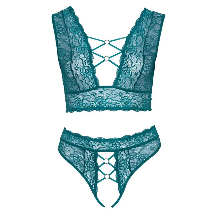 Cottelli Collection Anal Cottelli Curves Bralette Crotchless Thong Set