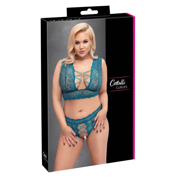 Cottelli Collection Anal Cottelli Curves Bralette Crotchless Thong Set