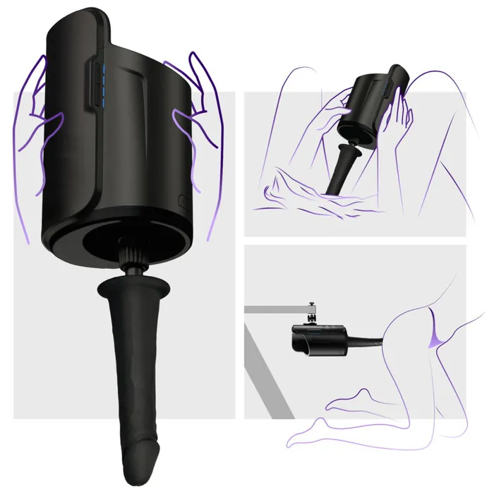 Realistic Dildo with VacuumLock Grip Keon Black Kiiroo Female Sex Toys