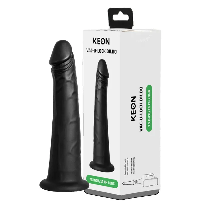 Realistic Dildo with VacuumLock Grip Keon Black Kiiroo Female Sex Toys