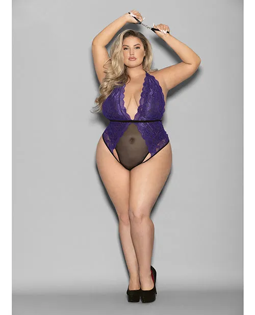 Escante INC Anal Euphoria Halter Lace Mesh Teddy Wwrist Restraints Purpleblack Qn Escante INC Anal Euphoria Halter Lace Mesh Teddy Wwrist Restraints Purpleblack Qn