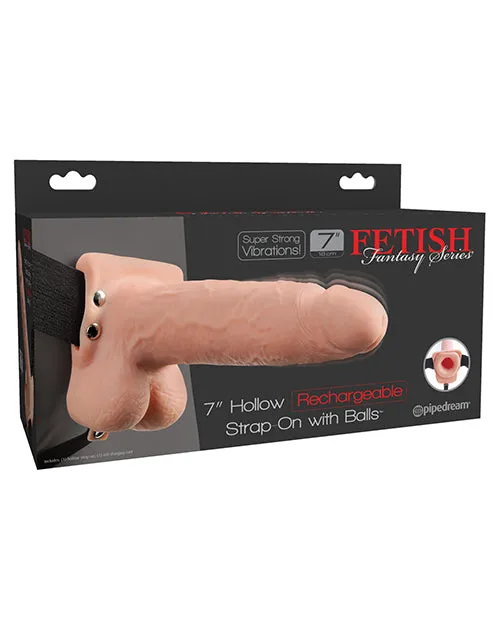 Fetish Fantasy Series 7 Hollow Rechargeable Strap On Wballs Flesh Pipedream Products Female Sex Toys