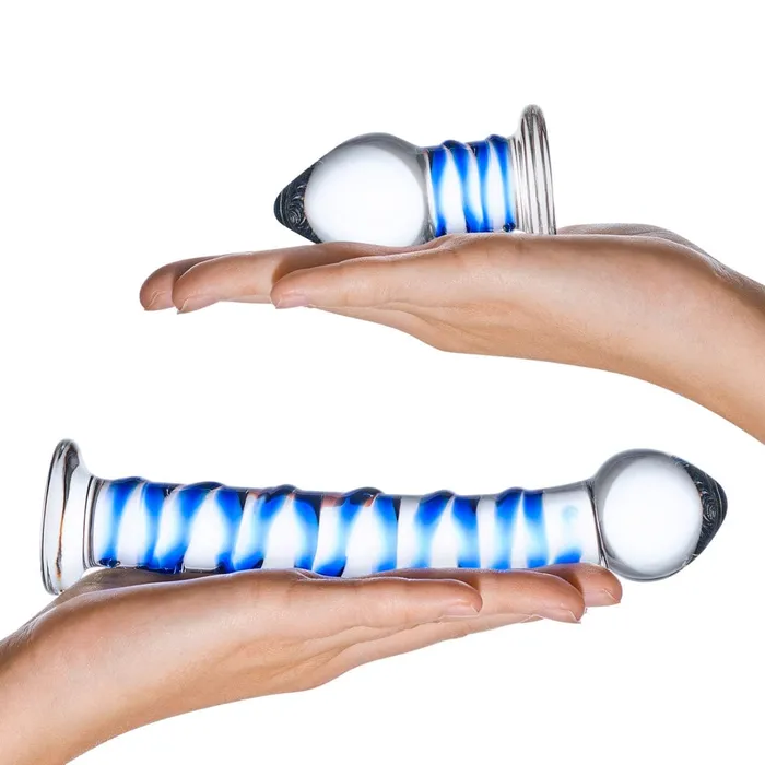 Gls Anal gls Double Penetration Glass Swirly Dildo Butt Plug Set