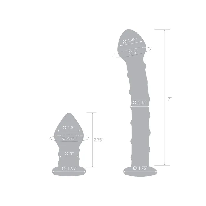 Gls Anal gls Double Penetration Glass Swirly Dildo Butt Plug Set