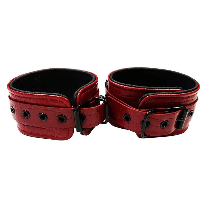 iloveexcitement Restraints Rouge Leather Burgundy Anaconda Wrist Cuffs