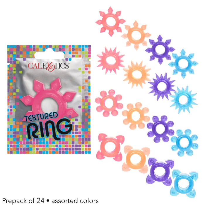 Male Sex Toys CalExotics Foil Pack Textured Ring Prepack of 24