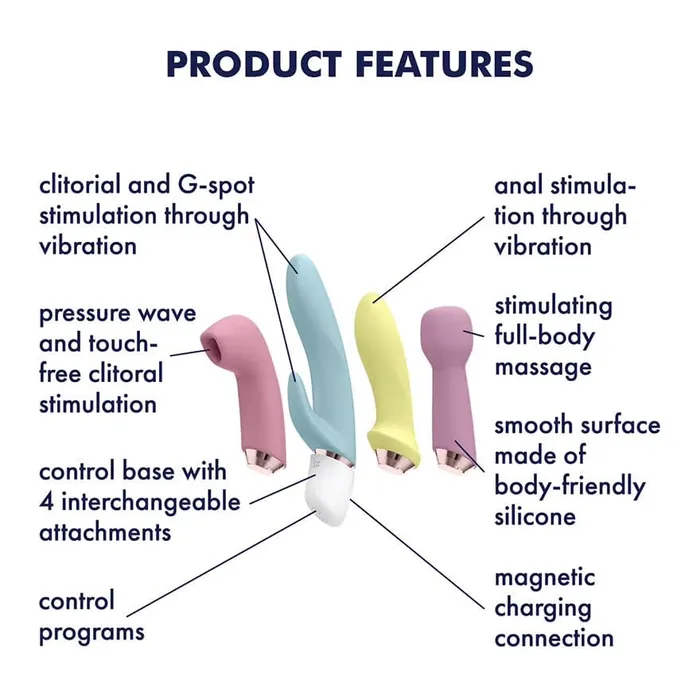 Satisfyer Vibrators Satisfyer Marvelous Four Air Pulse Vibe Interchangeable Set Satisfyer Vibrators Satisfyer Marvelous Four Air Pulse Vibe Interchangeable Set