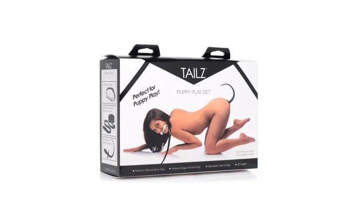 Tailz Anal Tailz Puppy Play Set inc Gag Plug Collar Black