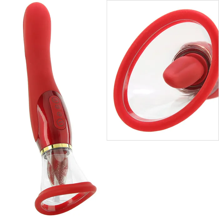 Pipedream Fantasy For Her 24k Gold Luxury Edition Her Ultimate Pleasure Rechargeable Silicone DualEnded Vibrator With Licking Suction Red Nalpac Female Sex Toys Pipedream Fantasy For Her 24k Gold Luxury Edition Her Ultimate Pleasure Rechargeable Silicone DualEnded Vibrator With Licking Suction Red Nalpac Female Sex Toys