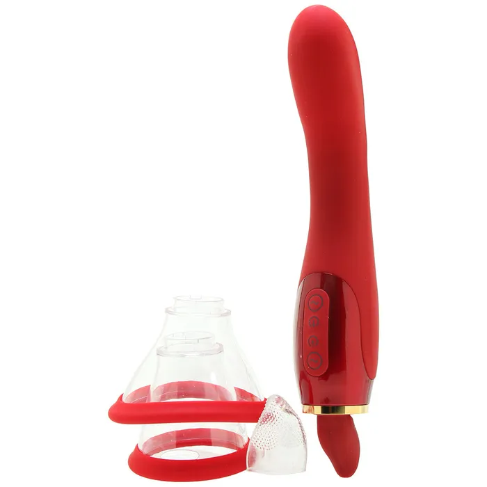 Pipedream Fantasy For Her 24k Gold Luxury Edition Her Ultimate Pleasure Rechargeable Silicone DualEnded Vibrator With Licking Suction Red Nalpac Female Sex Toys Pipedream Fantasy For Her 24k Gold Luxury Edition Her Ultimate Pleasure Rechargeable Silicone DualEnded Vibrator With Licking Suction Red Nalpac Female Sex Toys