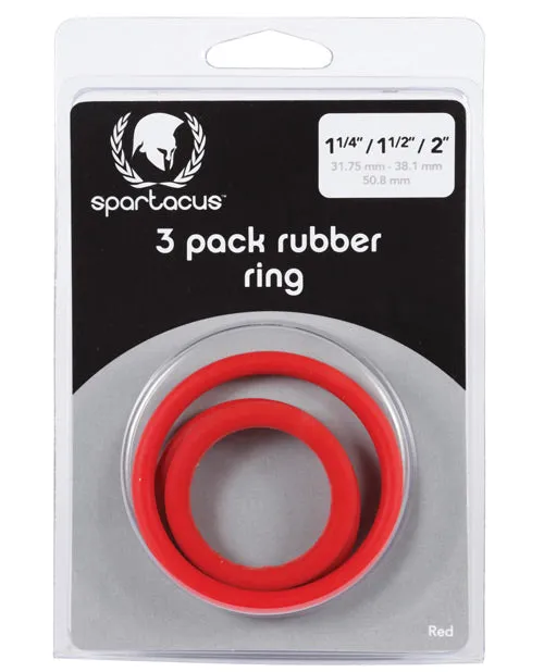 Spartacus Spartacus Rubber Cock Ring Set Red Pack of 3 Male Sex Toys