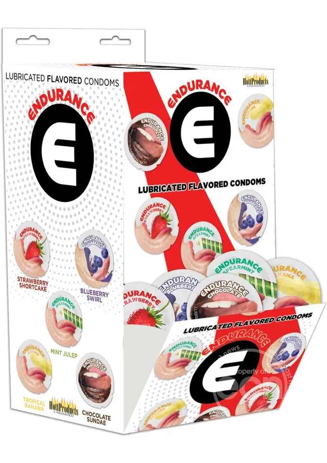 Vibrators Hott Products ENDURANCE CONDOMS ASSORTED FLAVORS