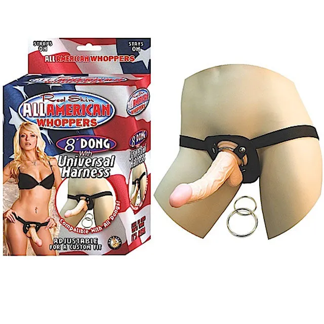 All Amer Whopper 8In Vib Dong WHarness Nasstoys Dildos