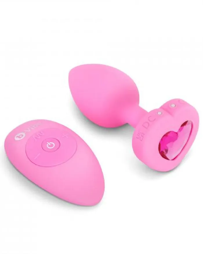 Anal Bvibe Vibrating Heart Shaped Jewel Anal Plug SM Pink bVibe