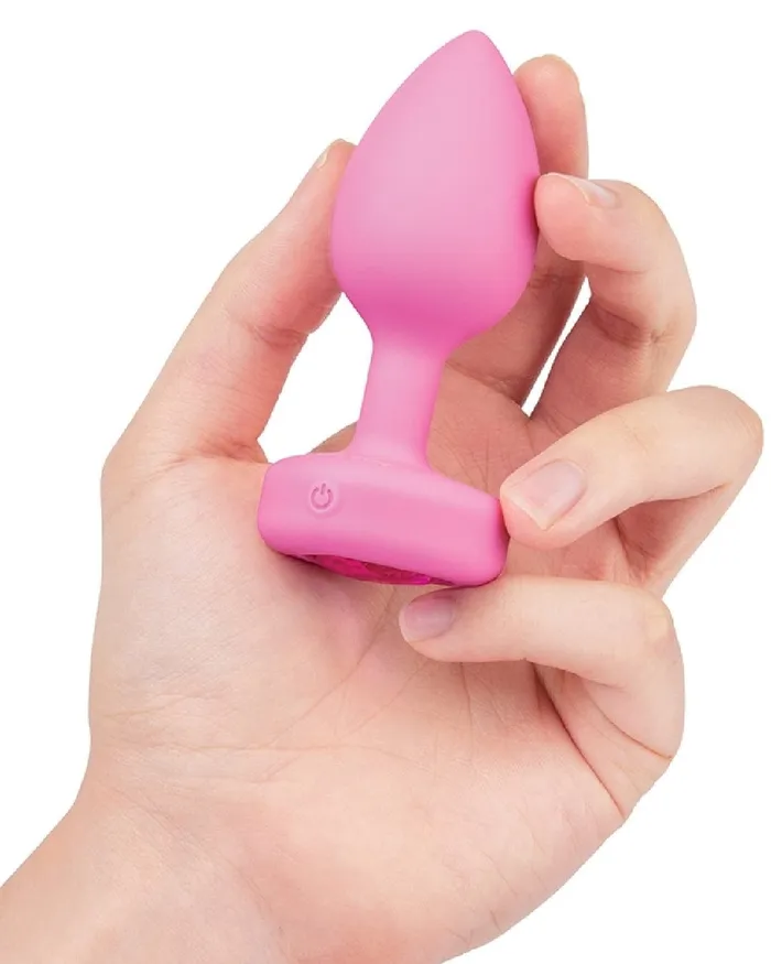 Anal Bvibe Vibrating Heart Shaped Jewel Anal Plug SM Pink bVibe