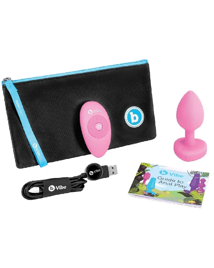 Anal Bvibe Vibrating Heart Shaped Jewel Anal Plug SM Pink bVibe