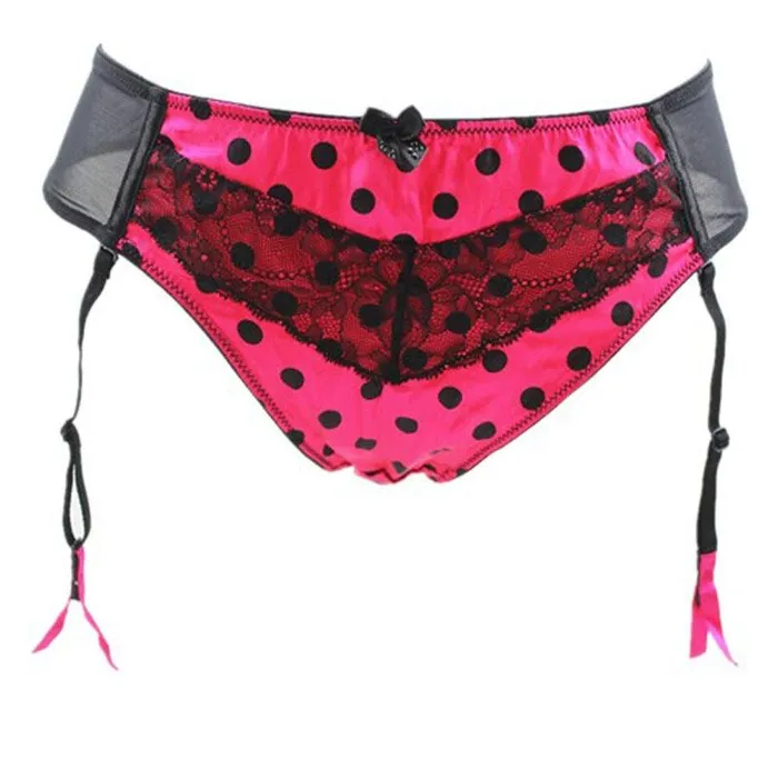 Black Polka Dot Lace Garters Belt CHASTITY CAGE CO Anal