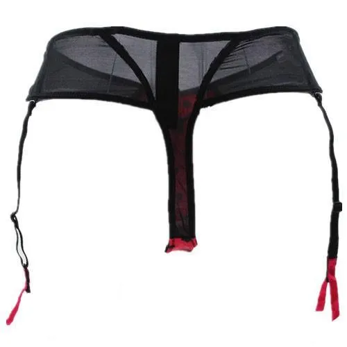Black Polka Dot Lace Garters Belt CHASTITY CAGE CO Anal