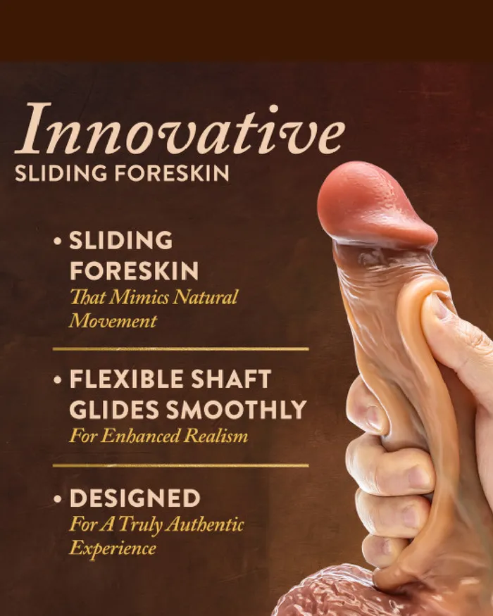 Blush Female Sex Toys Raphael Ultra Realistic 95 Inch Silicone Dildo with Sliding Foreskin Caramel