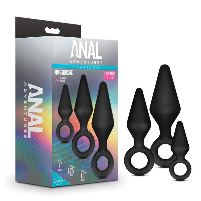 Blush Novelties Anal Anal Adventures Platinum Silicone Loop Plug Kit Black Blush Novelties Anal Anal Adventures Platinum Silicone Loop Plug Kit Black