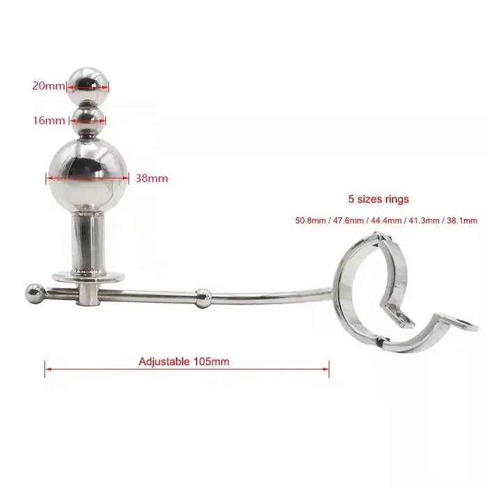 CHASTITY CAGE CO Male Sex Toys Cock Cage with a Butt Plug attachment and Urethral Sound 177 inches Long