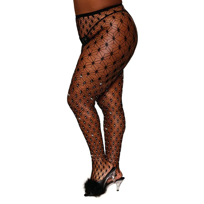 Dreamgirl Internatio Anal Dg Rhinestone Net Pantyhose Black Queen