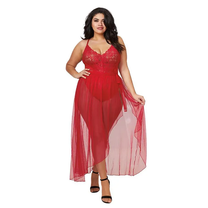 Dreamgirl International Vibrators Dg Teddy Maxi Skirt WGStrng Rouge 3X