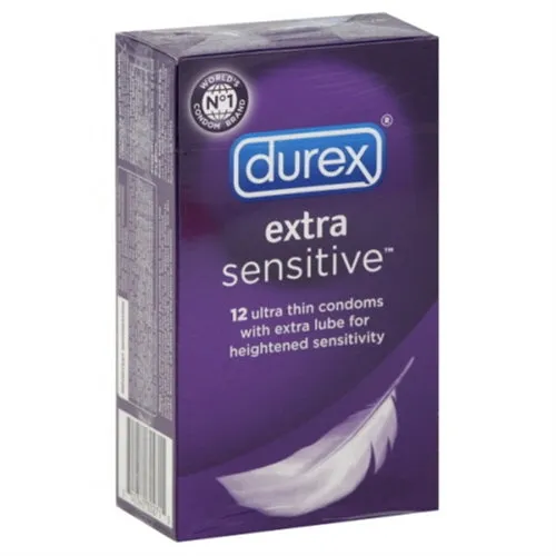 Durex Extra Sensitive Condoms Lubricated 12 Pack New Item Number 30271 Paradise Marketing Male Sex Toys