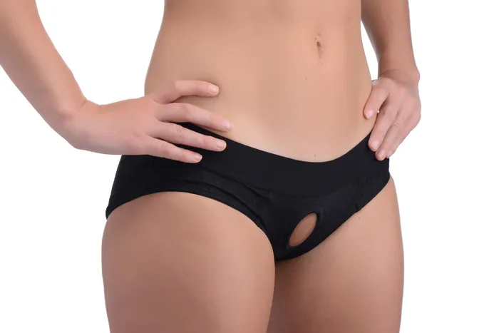 Female Sex Toys Strap U Lace Envy Black Crotchless Panty Harness