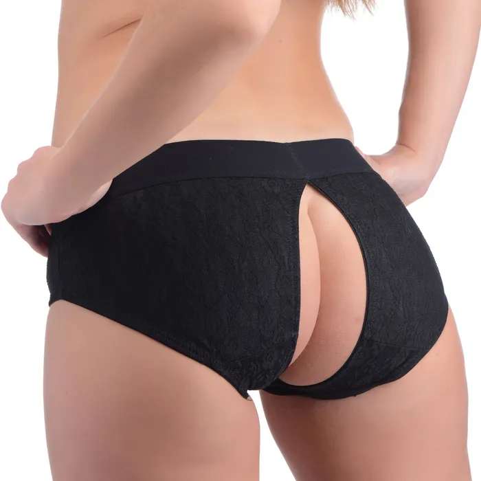 Female Sex Toys Strap U Lace Envy Black Crotchless Panty Harness