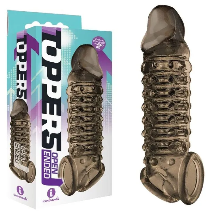 I Iconbrands Female Sex Toys The 9S Toppers Open Ended Ribbed Nubbed Extender Smoke I Iconbrands Female Sex Toys The 9S Toppers Open Ended Ribbed Nubbed Extender Smoke