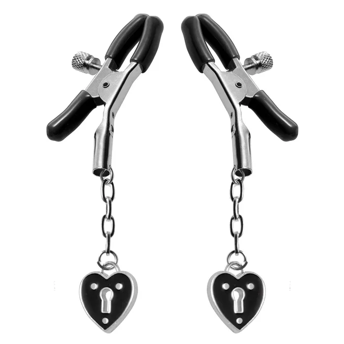 Master Series Female Sex Toys Heart Padlock Nipple Clamps