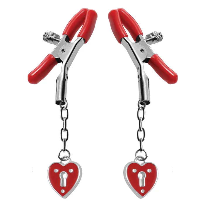 Master Series Female Sex Toys Heart Padlock Nipple Clamps