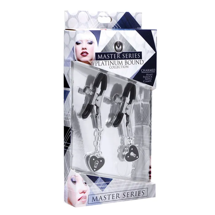 Master Series Female Sex Toys Heart Padlock Nipple Clamps