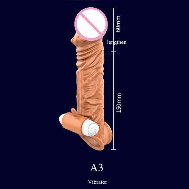 Penis Extenders Enlargers Reusable Penis Sleeve Cock Extender Enlarger Hollow Dildo Vibrator House of Dasein Female Sex Toys