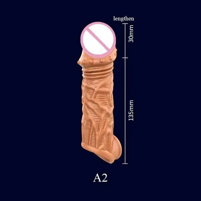Penis Extenders Enlargers Reusable Penis Sleeve Cock Extender Enlarger Hollow Dildo Vibrator House of Dasein Female Sex Toys