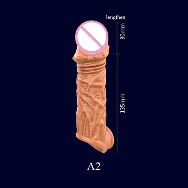Penis Extenders Enlargers Reusable Penis Sleeve Cock Extender Enlarger Hollow Dildo Vibrator House of Dasein Female Sex Toys