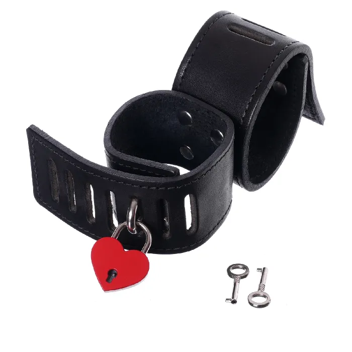Secure Leather Cross Cuff with 2 Love Locks By Kink Kink Store Male Sex Toys Secure Leather Cross Cuff with 2 Love Locks By Kink Kink Store Male Sex Toys