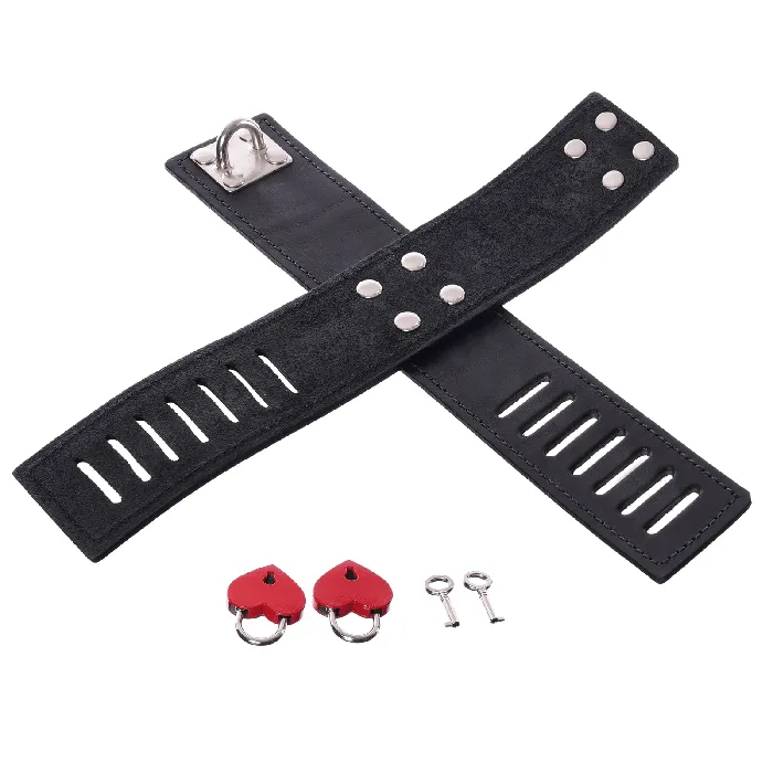 Secure Leather Cross Cuff with 2 Love Locks By Kink Kink Store Male Sex Toys