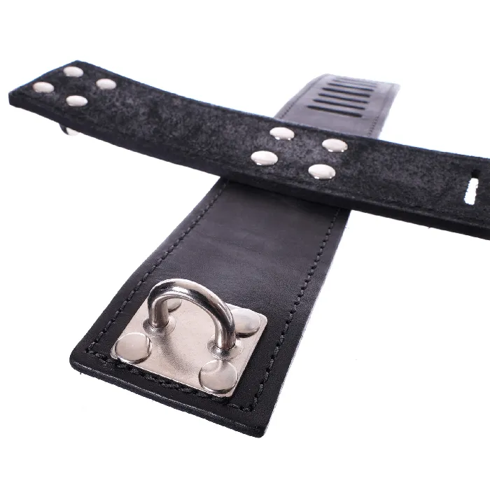 Secure Leather Cross Cuff with 2 Love Locks By Kink Kink Store Male Sex Toys