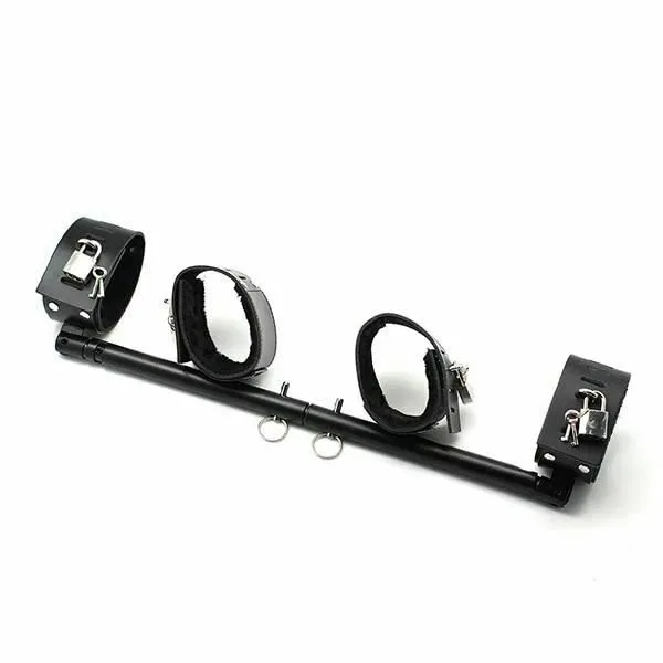 Spreader Bars Expandable Metal Spreader Bar Black Red Locking Leather Cuffs Bdsm Restraints House of Dasein Restraints