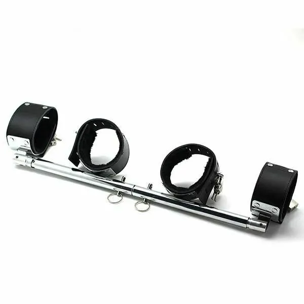 Spreader Bars Expandable Metal Spreader Bar Black Red Locking Leather Cuffs Bdsm Restraints House of Dasein Restraints