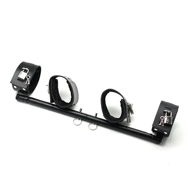 Spreader Bars Expandable Metal Spreader Bar Black Red Locking Leather Cuffs Bdsm Restraints House of Dasein Restraints