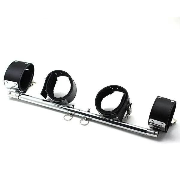 Spreader Bars Expandable Metal Spreader Bar Black Red Locking Leather Cuffs Bdsm Restraints House of Dasein Restraints