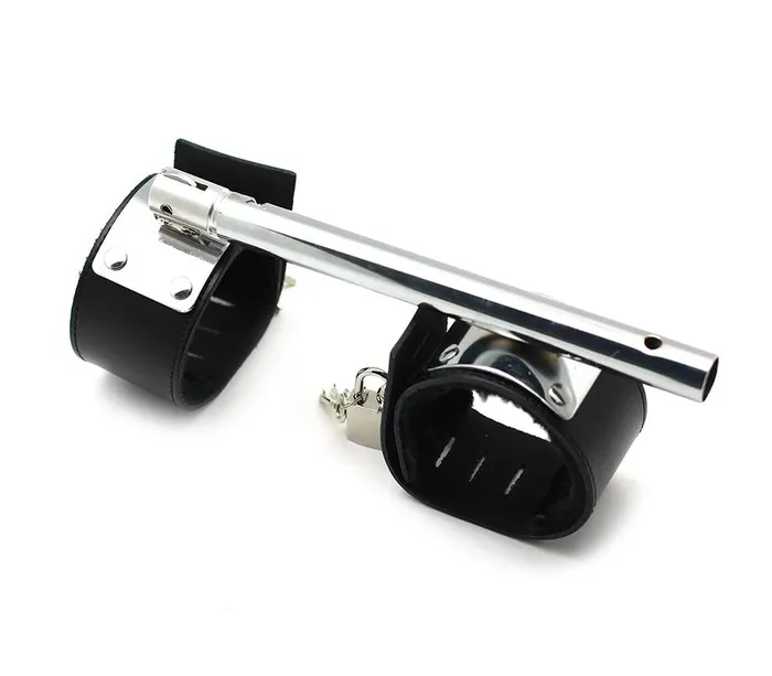Spreader Bars Expandable Metal Spreader Bar Black Red Locking Leather Cuffs Bdsm Restraints House of Dasein Restraints