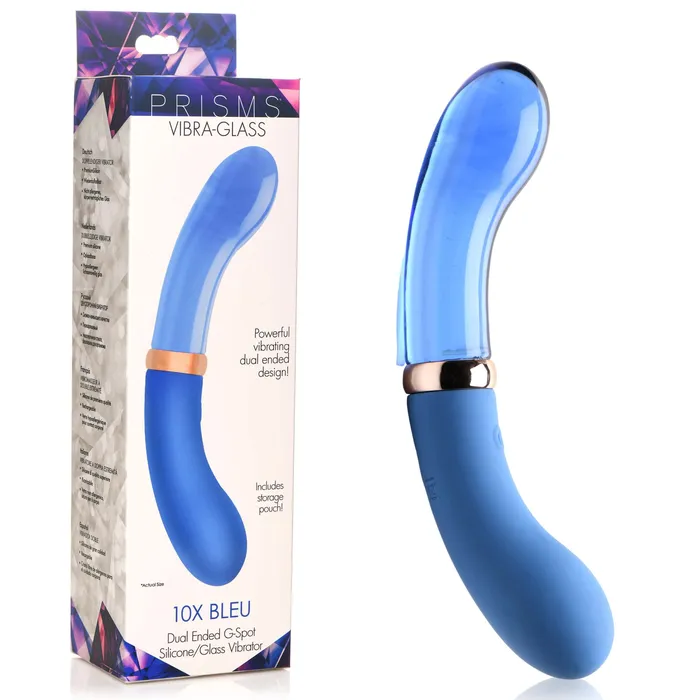Vibrators PRISMS Prisms VibraGlass 10X Bleu Dual Ended Glass G Spot Vibe