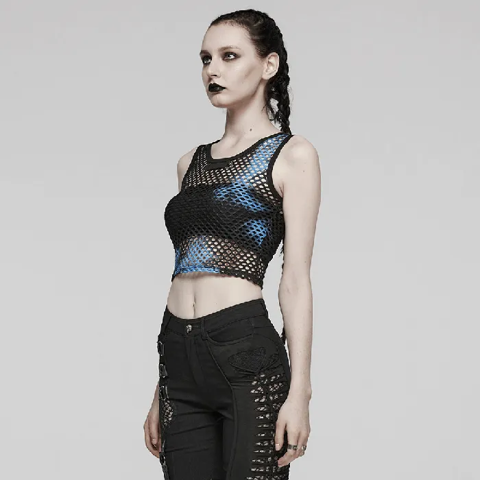 Anal Punk Tie Dye Mesh Tank Top in Chic BlackBlue EVEs SECRETS